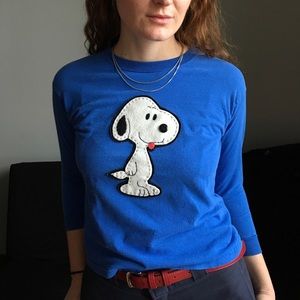 Vintage cotton long sleeve homemade snoopy patch